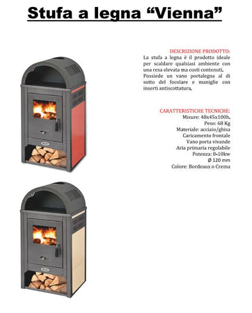 Stufa a legna con vano portalegna blist vienna potenza termica 8-10 kw colore beige