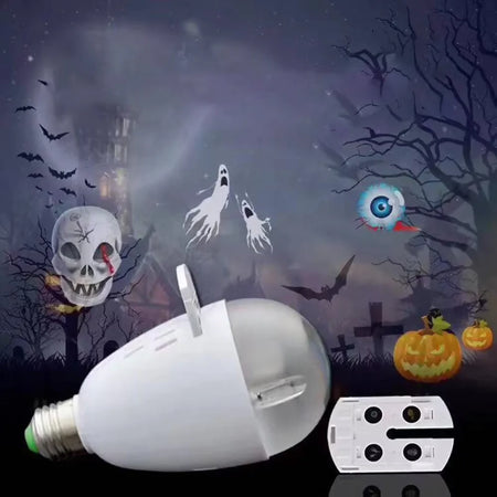 Lampadina led e27 4w proiettore disegni natale halloween autunno estate con dischetti cambiabili