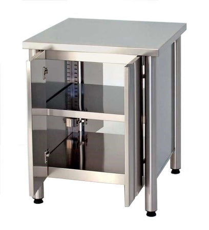 Tavolo armadiato in acciaio inox aisi 304 in varie dimensioni con ante a battente