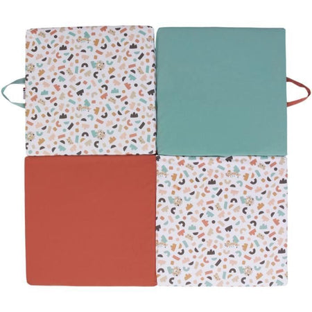 Tappeto da gioco Malin - TINEO - Tappetino evolutivo multifunzione 3 in 1 - 120 x 120 cm - Geometrico / Animali divertenti
