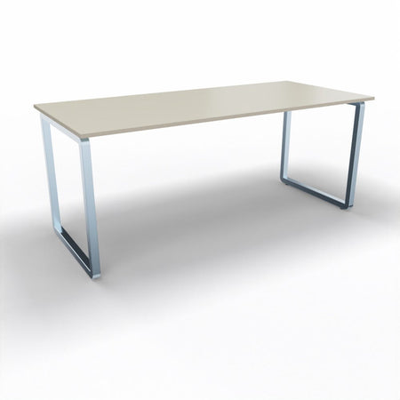 Tavolo mensa per azienda con piano in melaminico da 6 o 8 persone e gambe ad anello zincate cm. 180x80x72,5h
