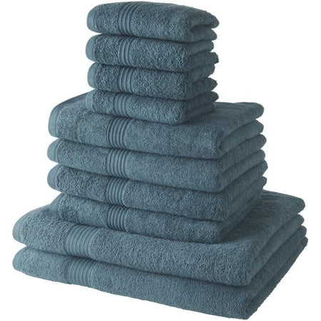 Set 4 Asciugamani Bagno TODAY 30x50 + 4 Asciugamani Bagno 50x90 + 2 Lenzuola Bagno 70x130 cm 100% Cotone - Pavone