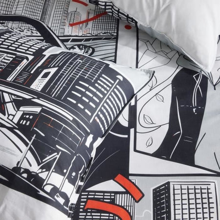 Completo letto - TODAY - JAVA - 2 persone - 240x220 cm - Cotone - Stampa manga - Bianco
