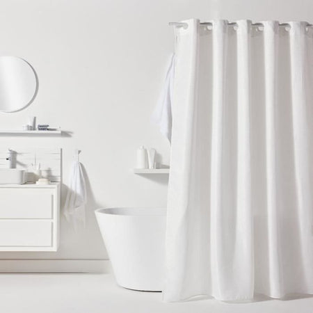 Tenda da doccia a nido d'ape - Bianca - Poliestere - 180 x 200 cm - 12 ganci - UTILITY - TODAY