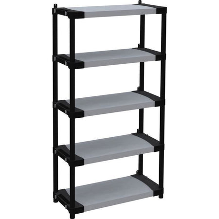 Ripiano in plastica - TOOD - 5 ripiani - Portata 80 kg - 80x40x171 cm - Nero/grigio