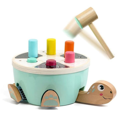 Gioco Tape-Tape Tartaruga - TOP LUMINOSO - Bastoncini Colorati - Martello in Legno - Zampe - Testa - Coda
