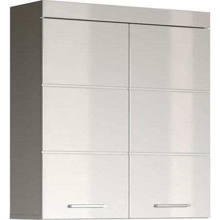 Mobile da bagno alto AMANDA - 2 ante - L73 x P23 x H77 cm - Bianco - TRENDTEAM