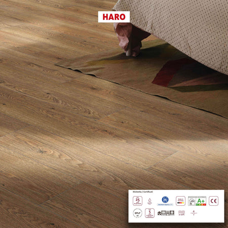 € 18.99 al mq ***PROMO*** bancali da 102,96mq di LAMINATO HARO Tritty 100 (fascia altissima) 8x193x1282 AC4 ROVERE FLAVIA