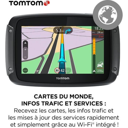 TomTom RIDER 550 GPS per moto - 4,3 pollici, mappa del mondo, TomTom Traffic, avvisi sulle zone pericolose, chiamate in vivavoce