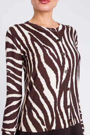 TWINSET | Cardigan collo coreana con stampa zebrata