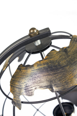 Mappamondo portalampada con piedistallo in metallo decorazione moderna h 35 cm
