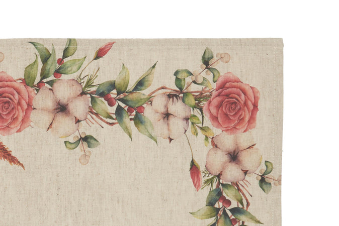 Set di 2 tovagliette americane colazione coppia tovagliette 35 X 50 CM in misto lino stampa floreale fiori  morbide resistenti eleganti made in italy FIOR DI COTONE - Vanita di raso