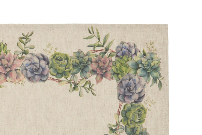 Set di 2 tovagliette americane colazione coppia tovagliette 35 X 50 CM in misto lino stampa floreale fiori  morbide resistenti eleganti made in italy SUCCULENTE - Vanita di raso