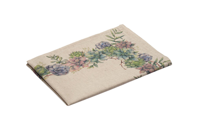 Set di 2 tovagliette americane colazione coppia tovagliette 35 X 50 CM in misto lino stampa floreale fiori  morbide resistenti eleganti made in italy SUCCULENTE - Vanita di raso