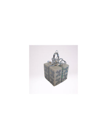 DECORAZIONE ALBERO CONF 6 PZ PACCHETTO REGALO GLITTER ARGENTO 6X6 CM