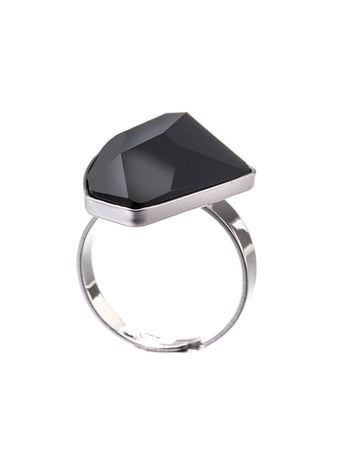 ANELLO REGOLABILE IN METALLO RODIATO CON CRISTALLO