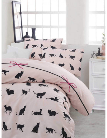EPONJI PARURE COPRIPIUMINO CATS ROSA E NERO