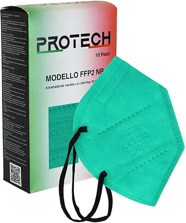 10x Mascherina FFP2 CE2133 Protech SRL Mascherina filtrante 5 strati FFP2 | BFE ≥98% | Prodotta in Italia