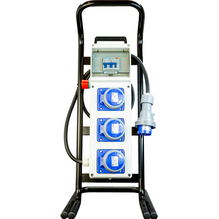 QUADRO TERMOP. 3 PRESE 2P+T 16A 230V IP67 + PULSANTE D'EMERGENZA + CAVALLETTO ACCIAIO
