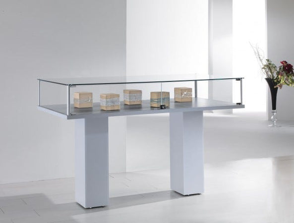 Vetrina per esposizione con piantana in legno cm. 160x80x103h