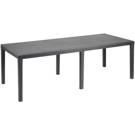 Tavolo da pranzo da esterno Queen con effetto rattan - Antracite - 220 x 90 x 72 cm
