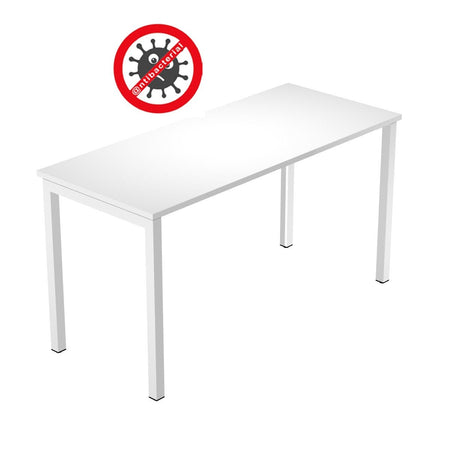 Scrivania con top antibatterico e gambe metalliche a sezione quadrata 40x40 per ufficio cm. 120/140x60x73h