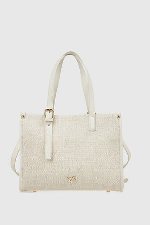 VERDE FASHION | Shopper in rafia ed ecopelle