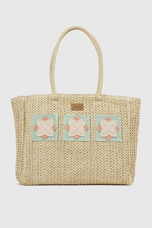 VERDE FASHION | Borsa mare in paglia con applicazioni