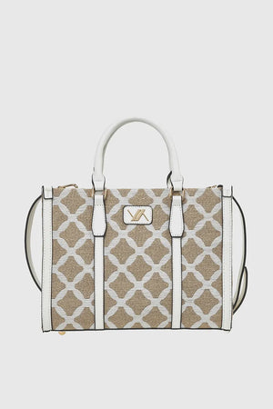 VERDE FASHION | Tote bag in tessuto motivo rombi