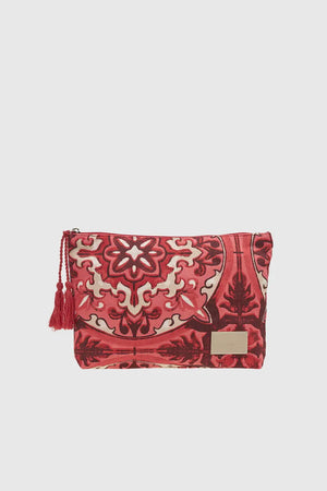 VERDE FASHION | Pochette mare in cotone fantasia maioliche