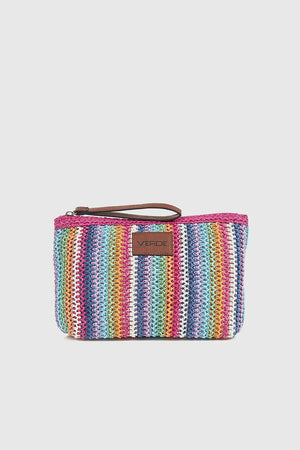 VERDE FASHION | Pochette mare in rafia a righe