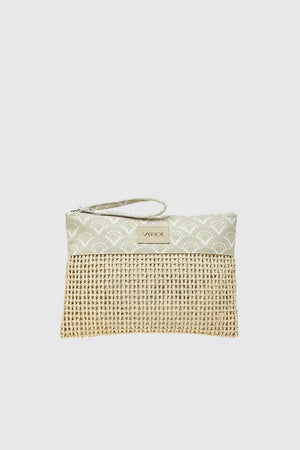 VERDE FASHION | Pochette mare in rafia e tessuto