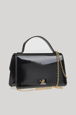 VERDE FASHION | Pochette con patta in ecopelle verniciata