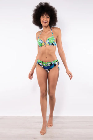 VERDISSIMA Mare | Bikini push-up imbottito+slip annodato Abstract