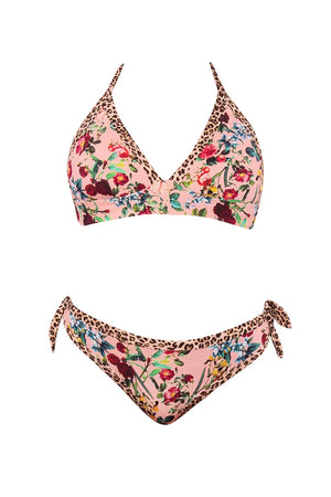 VERDISSIMA Mare | Bikini triangolo alto+slip Leopard Flower