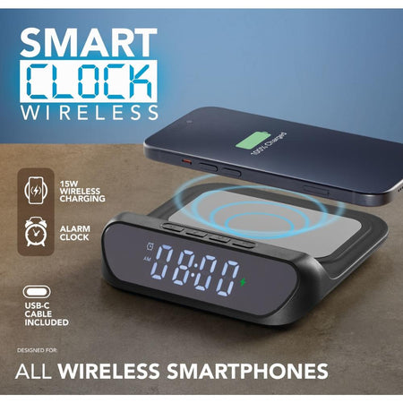 Caricabatterie Wireless con Sveglia Nero CellularLine