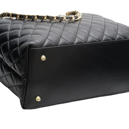 Modarno Borsa con manico intrecciato in Vera Pelle "Trapuntata" a Mano e a Spalla 33x14x24 cm