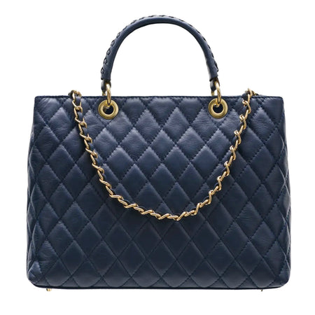 Modarno Borsa con manico intrecciato in Vera Pelle "Trapuntata" a Mano e a Spalla 33x14x24 cm