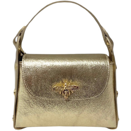 Modarno mini borsa in Vera pelle dollaro con chiusura a moschettone a forma di ape, borchie laterali, catena metallica rimovibile, manico in pelle