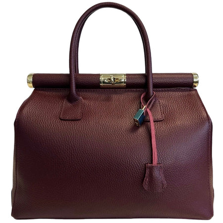 Modarno Handbag Borsa Donna a Mano Pelle con Tracolla Bauletto 35x28x16 cm