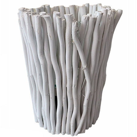Vaso portacandela in legno bianco per esterno e interno decorazione per giardino