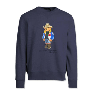 Polo Ralph Lauren Felpa Uomo Polo Bear Men's Sweatshirt Girocollo Stampa Orso Orsetto Polsini A Coste Felpa Senza Cappuccio