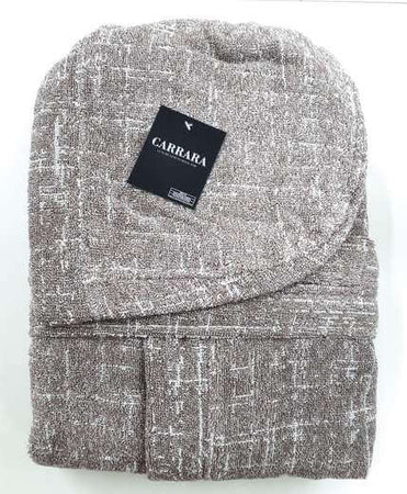 Accappatoio con cappuccio Mirabello Carrara Collezione Charme, in spugna di cotone 410 gr/mq, stile moderno, Made in Italy.