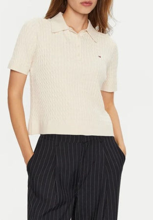 Tommy Hilfiger POLO CO CABLE FINE GG POLO SWEATER SS da donna