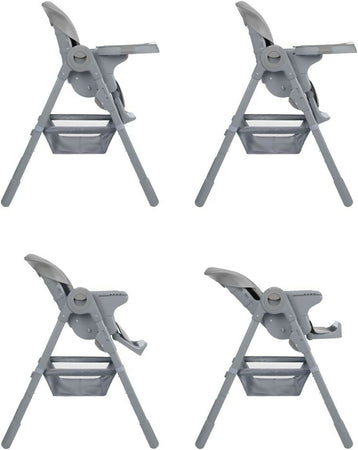 KIKKABOO Seggiolone COMFY+ , regolabile in altezza, con cinture, doppio vassoio, pieghevole, chiusura compatta, comodo, colore GREY, grigio