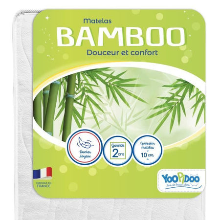 Materasso Baby in Bambù - YOOPIDOO - 60x120 cm - Viscosa Morbida e Assorbente - Reversibile - Sfoderabile