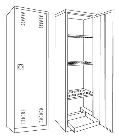 Armadio per fitofarmaci con ante battenti di lamiera zincoplastificata cm 100x45x200h
