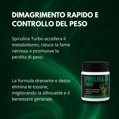 Spirulina Turbo Dimagrante – Integratore per Perdita di Peso – Riduce Fame Nervosa – Ultra Dimagrante Forte e Veloce – 60 Compresse 500mg – AlohaLabs