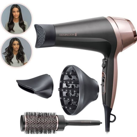 Remington D5706 Set da parrucchiere, asciugacapelli ionico Curl Confidence 2200W, pennello da 45 mm, griglia in ceramica, leggero, silenzioso