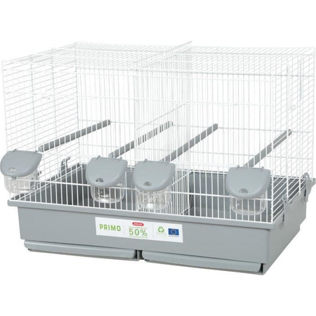 Gabbia per l'allevamento di uccelli Zolux Primo Cati - Per canarini mandarini - 57 x 34,5 x 41 cm - Bianco e grigio